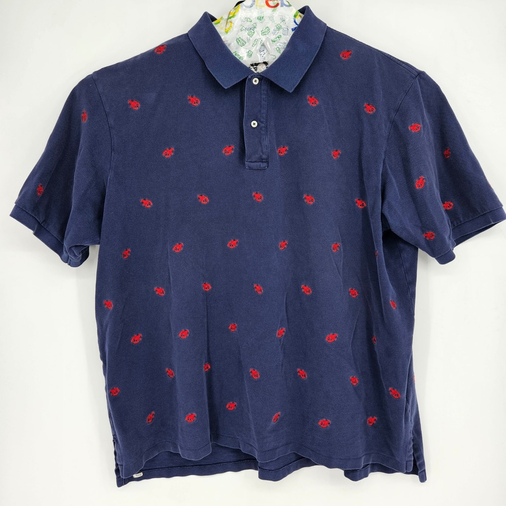 Vintage Polo Ralph Lauren Shirt Mens 3XLT Lobster AOP Short Sleeve Casual Blue